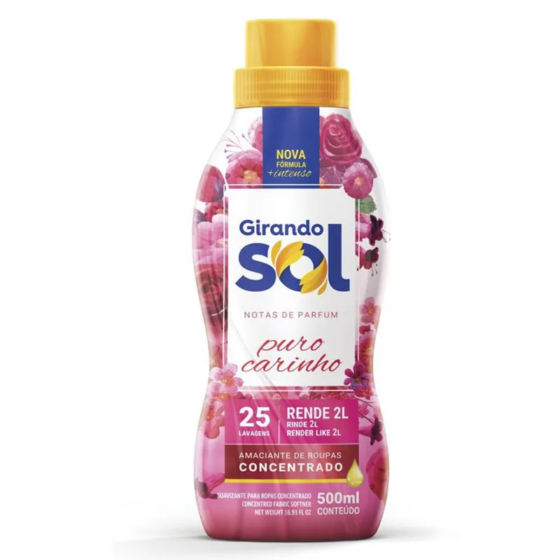 AMACIANTE DE ROUPAS GIRANDO SOL ROSA 500ML