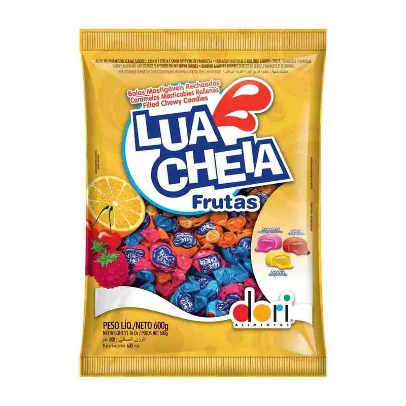 BALA LUA CHEIA FRUTAS DORI 600GR