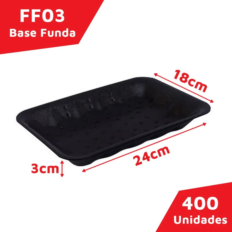 BANDEJA EPS FF03AB PRETA 18X24X3CM FUNDA