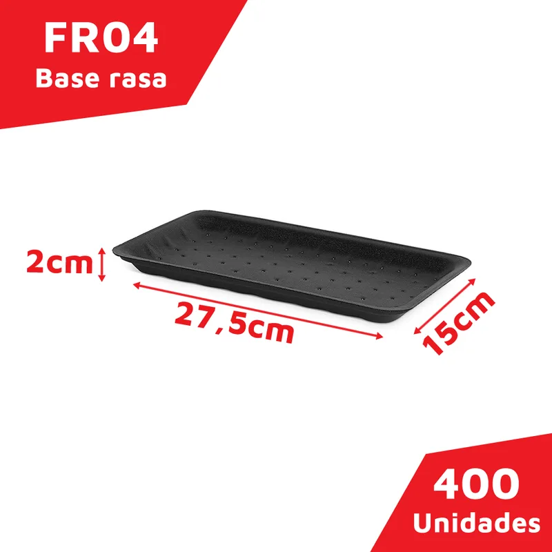 BANDEJA EPS FR04AB PRETA 15X27,5X2CM RASA