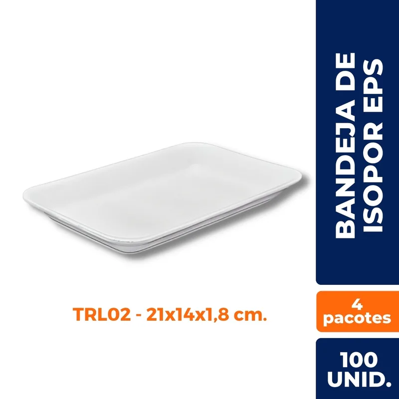 BANDEJA EPS TRL-02 21X14X1.8CM TOTALPLAST