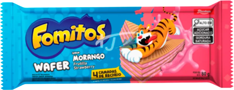 BISCOITO RECH. WAFER MORANGO FOMITOS 80GR