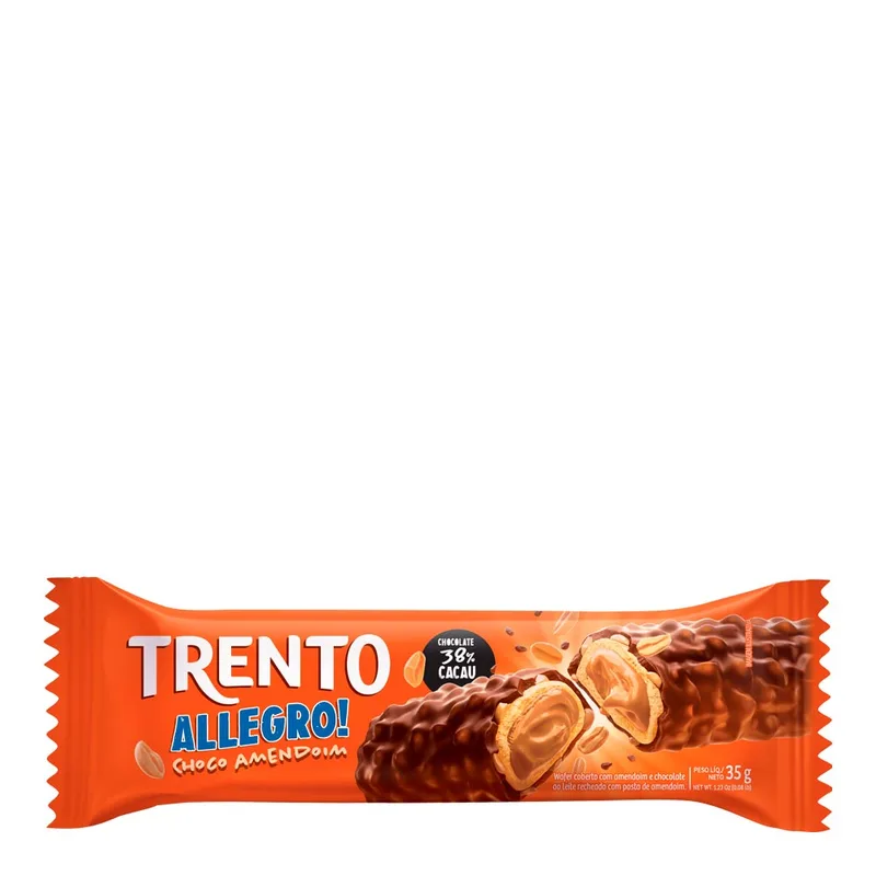 CHOC. WAFER TRENTO ALLEGRO CHOC. AO LEITE C/AMENDOIM 26GR C/16
