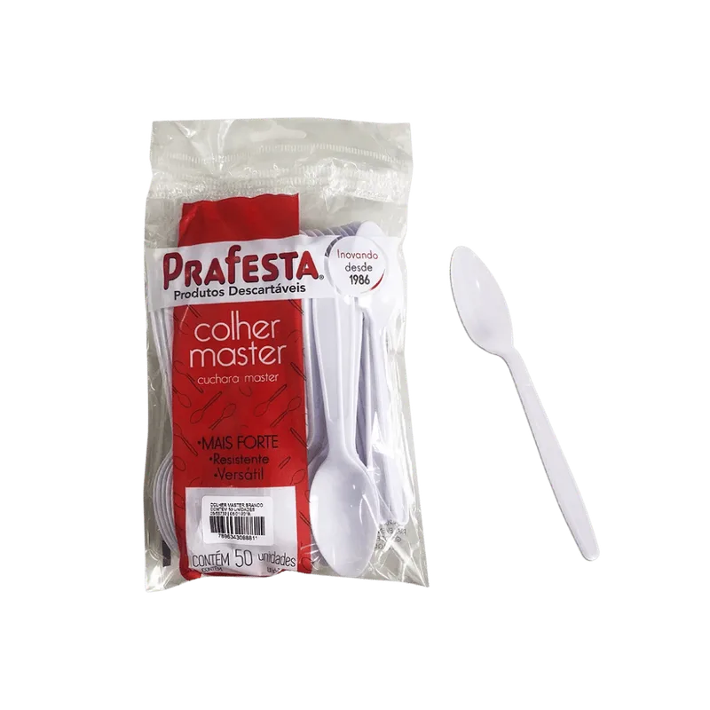 COLHER MASTER C/50 BRANCA PRAFESTA