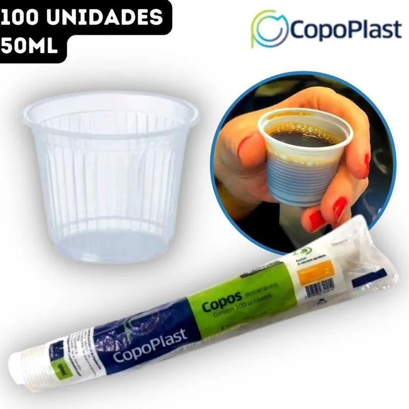 COPO CAFE DESCART. 50ML TRANSPAR. C/100UN