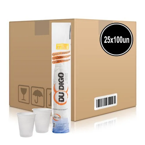 COPO DESCART. TRANSP. 200ML C/100UN DUDIGO