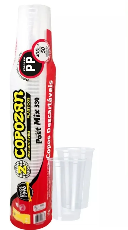 COPO DESCART TRANSP 300 ML PP-330 C/50UN COPOZAN