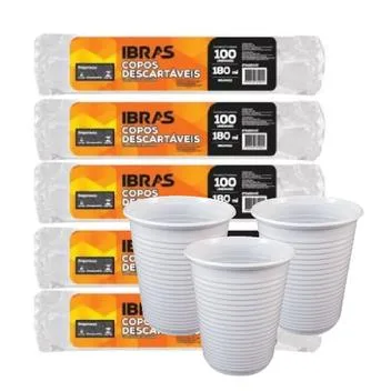 COPO DESCARTAVEL 180ML BRANCO C/100 ABNT IBRAS