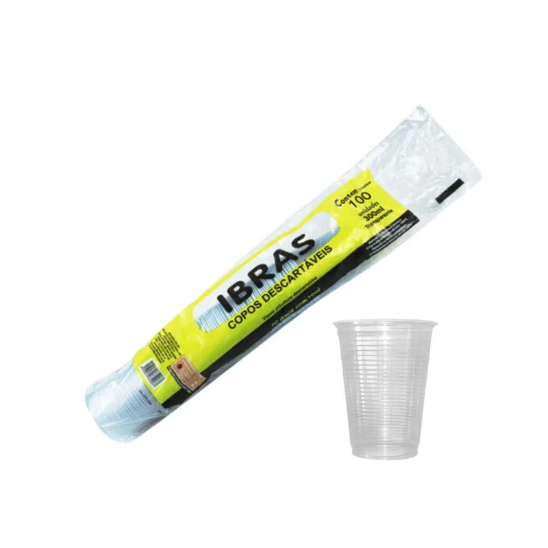COPO DESCARTAVEL 300ML TRANSP C/100 ABNT IBRAS