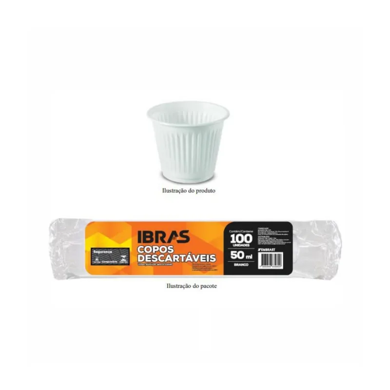 COPO DESCARTAVEL 50ML BRANCO C/100 ABNT IBRAS