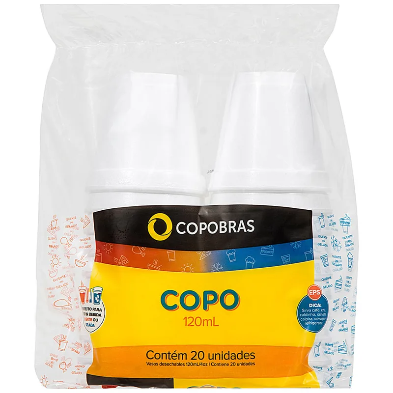 COPO TERMICO 120ML BRANCO C/20UN