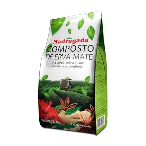 ERVA MATE MADRUGADA COMPOSTO CHA VERDE ANIS ESTRELADO HIBISCO E GENGIBRE 500GR