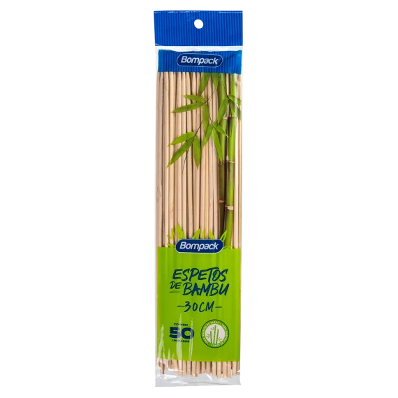 ESPETO BOMPACK BAMBU 30CM C/50UN