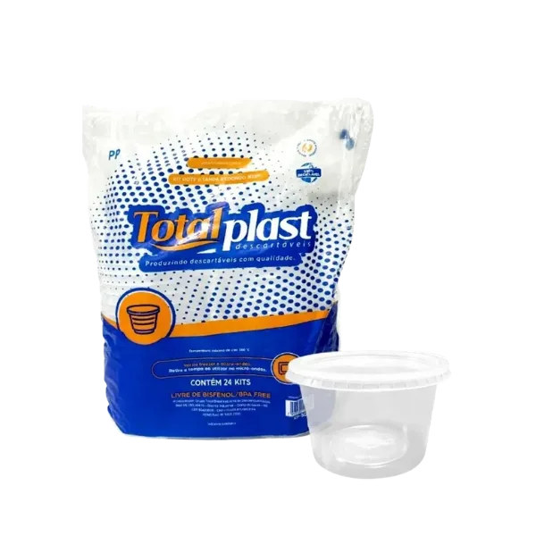 KIT POTE E TAMPA REDONDO PP 500ML TOTALPLAST C/24