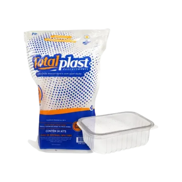 KIT POTE E TAMPA RETANGULAR PP 500ML TOTALPLAST