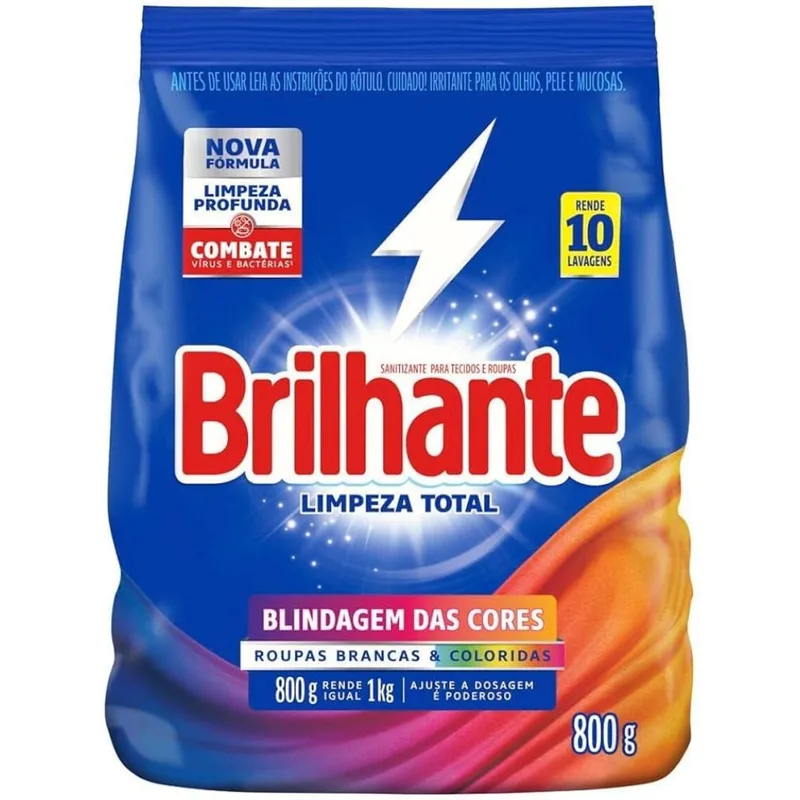 LAVA ROUPAS PO BRILHANTE LIMPEZA TOTAL 800GR