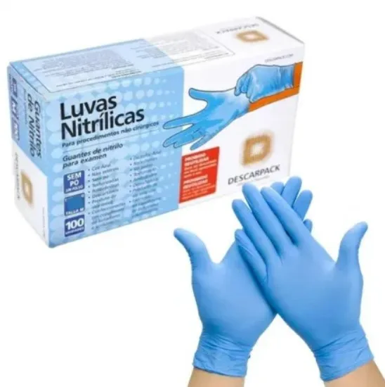 LUVA AZUL NITRILICA TAM M