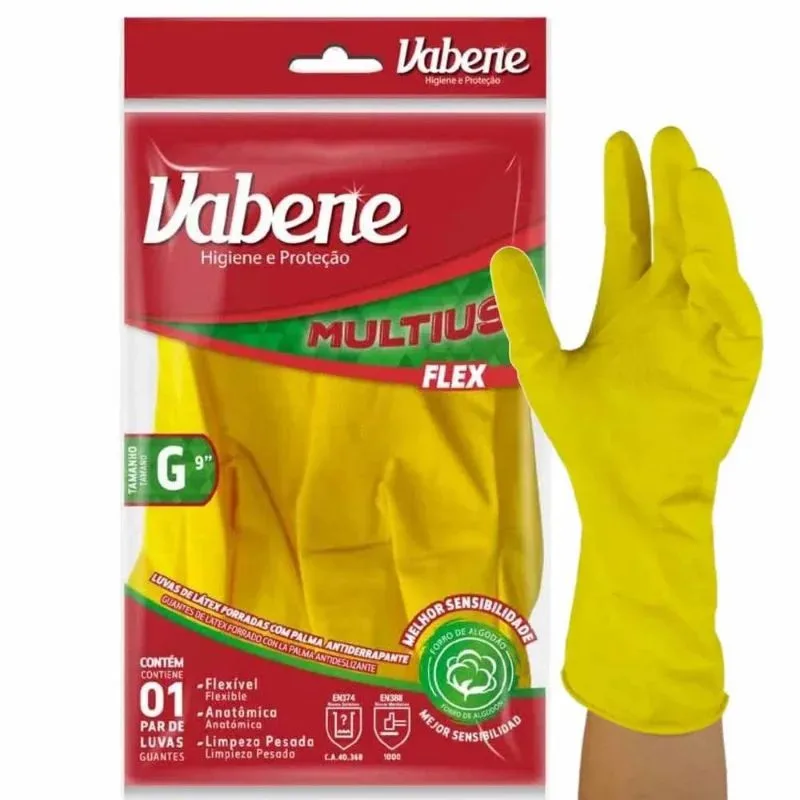 LUVA LATEX MULT. AMARELA G VABENE