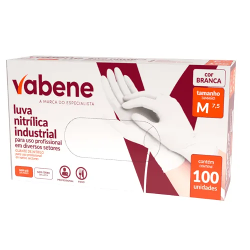 LUVA NITRILICA VABENE BRANCA G C/100UN