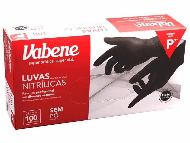 LUVA NITRILICA VABENE PRETA M C/100UN