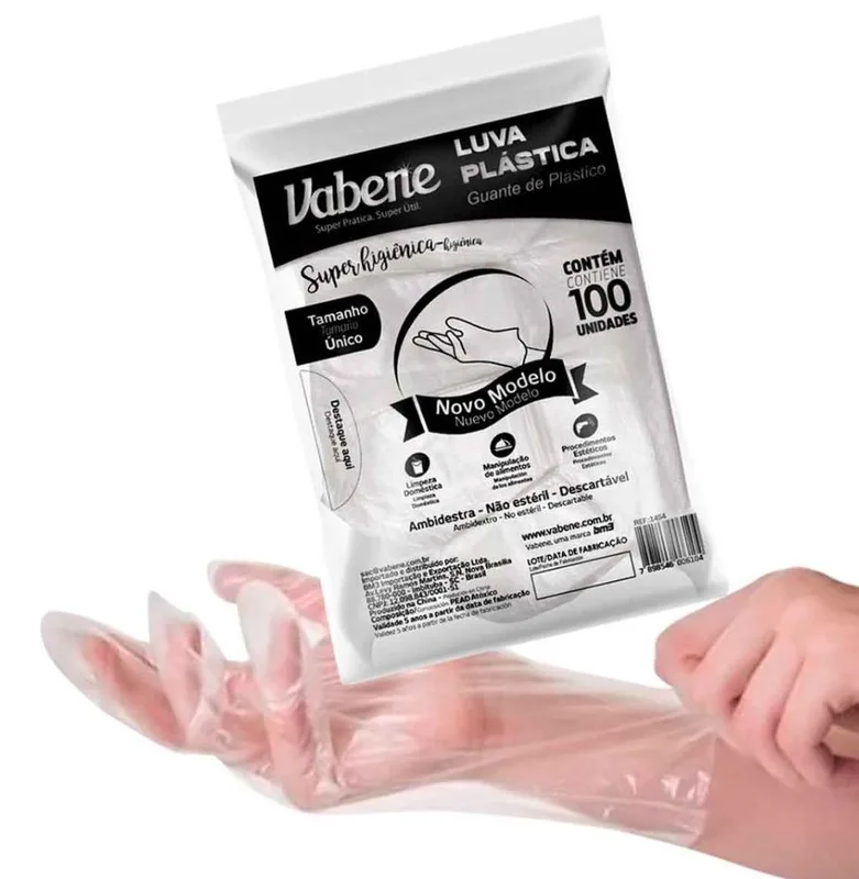 LUVA PLASTICA VABENE C/100UN