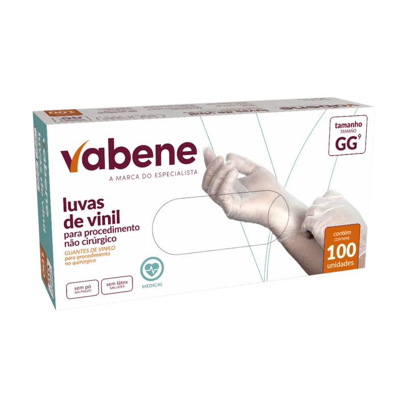 LUVA VINIL VABENE C/PO M C/100UN
