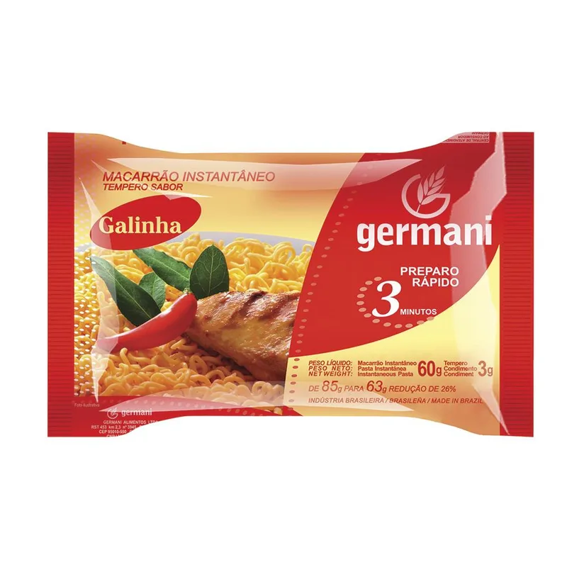 MACARRAO INSTANT. GALINHA 63GR GERMANI