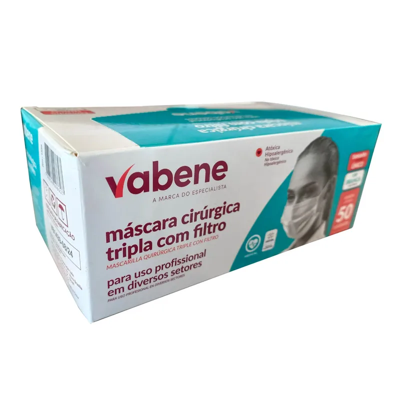 MASCARA TNT TRIPLA C/ ELASTICO VABENE C/50