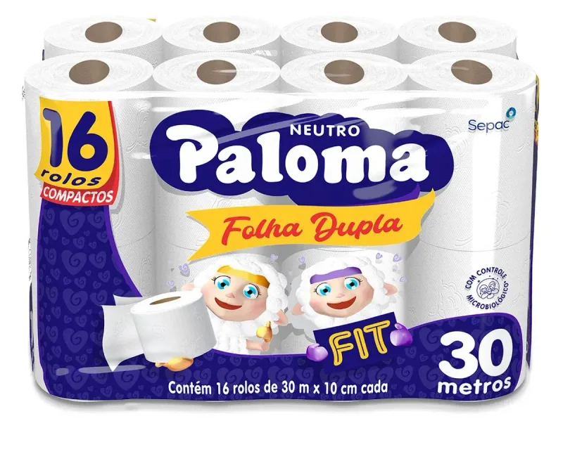 PAPEL HIGIENICO FOLHA DUPLA PALOMA 30M C/4UN