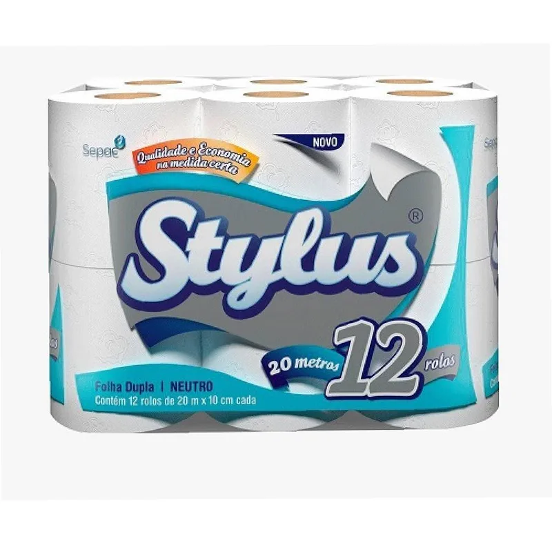 PAPEL HIGIENICO FOLHA DUPLA STYLUS 20 M C/12