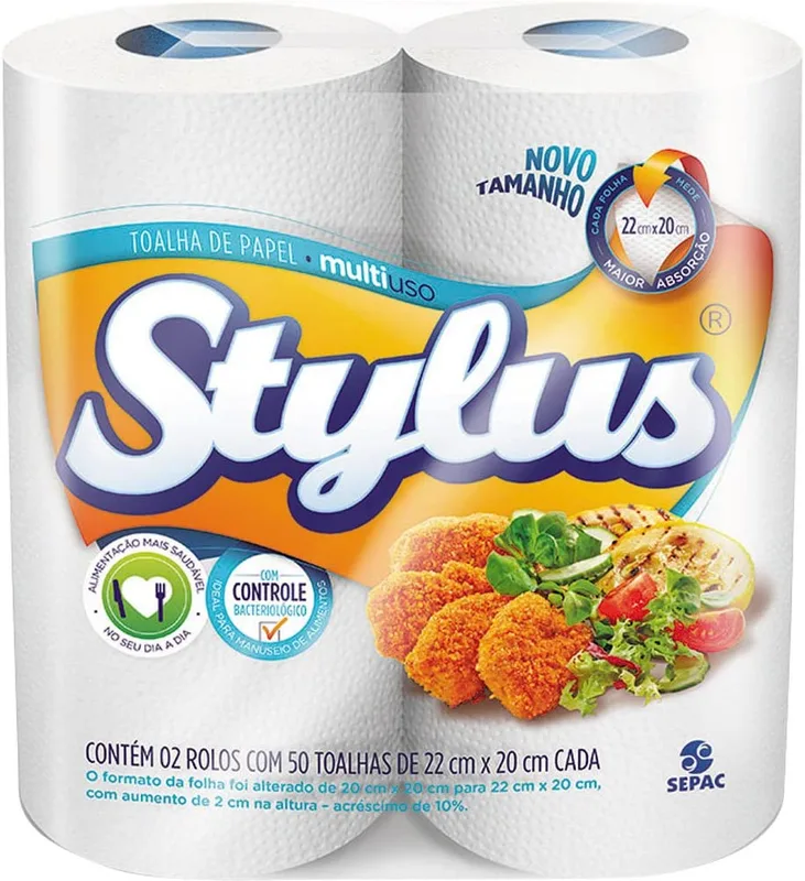 PAPEL TOALHA STYLUS 50 FOLHAS - PACOTE 2 UNID