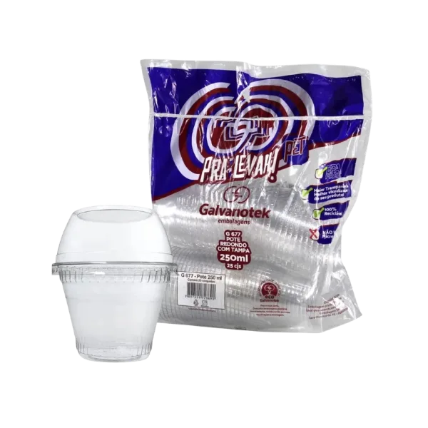 POTE C/TAMPA G677 250ML CONJ. CRISTAL PET GALVANOTEK