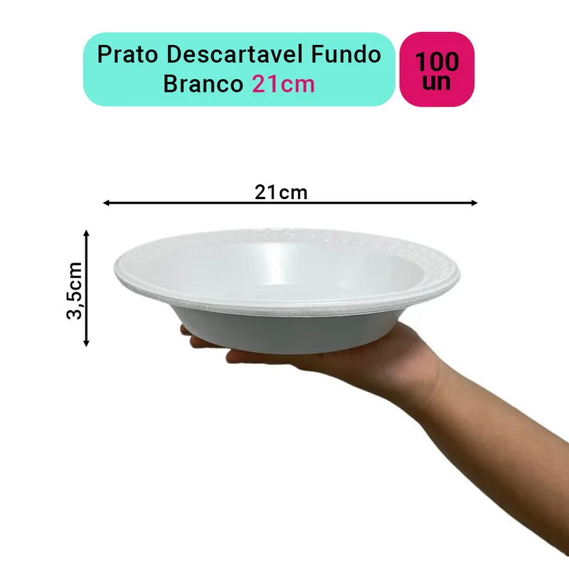 PRATO DESCARTAVEL 21CM BRANCO C/ 10