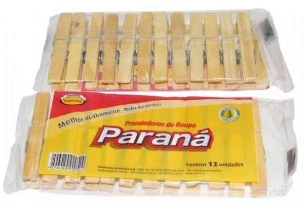 PRENDEDOR DE ROUPA MADEIRA C/12UN PARANA