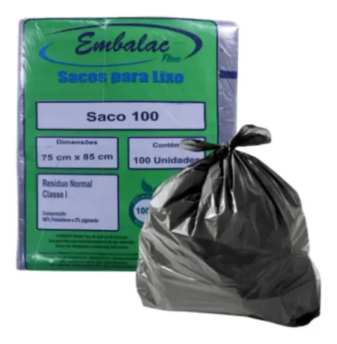 SACO DE LIXO 100LT LIX FLEX PRETO C/ 5 - ROLO