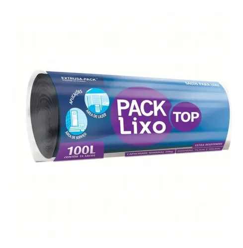 SACO DE LIXO 100LT TOP BAG LIX FLEX PRETO C/5UN ALMOFADA