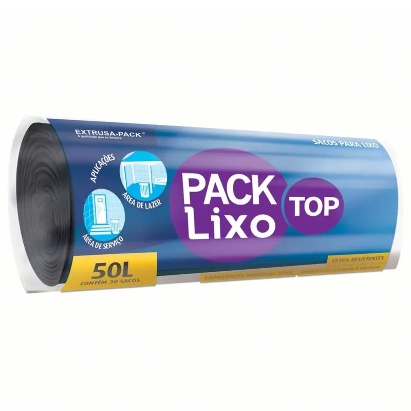 SACO DE LIXO 50LT TOP BAG PRETO C/10UN ROLO