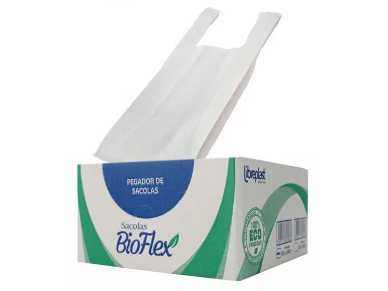 SACOLA BIOPLUS 38X48 BRANCA CX C/800