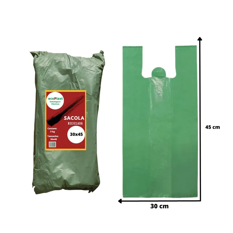 SACOLA PLASTICA  RECICLADA PACK LIFE 30X45 1,5 KG CREME