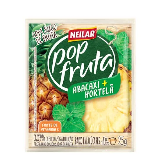 SUCO POP FRUTA ABACAXI C/ HORTELÃ 25GR DP C/20