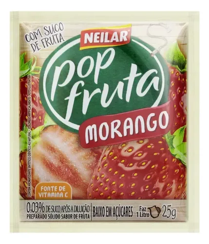 SUCO POP FRUTA MORANGO 25GR - DP C/20