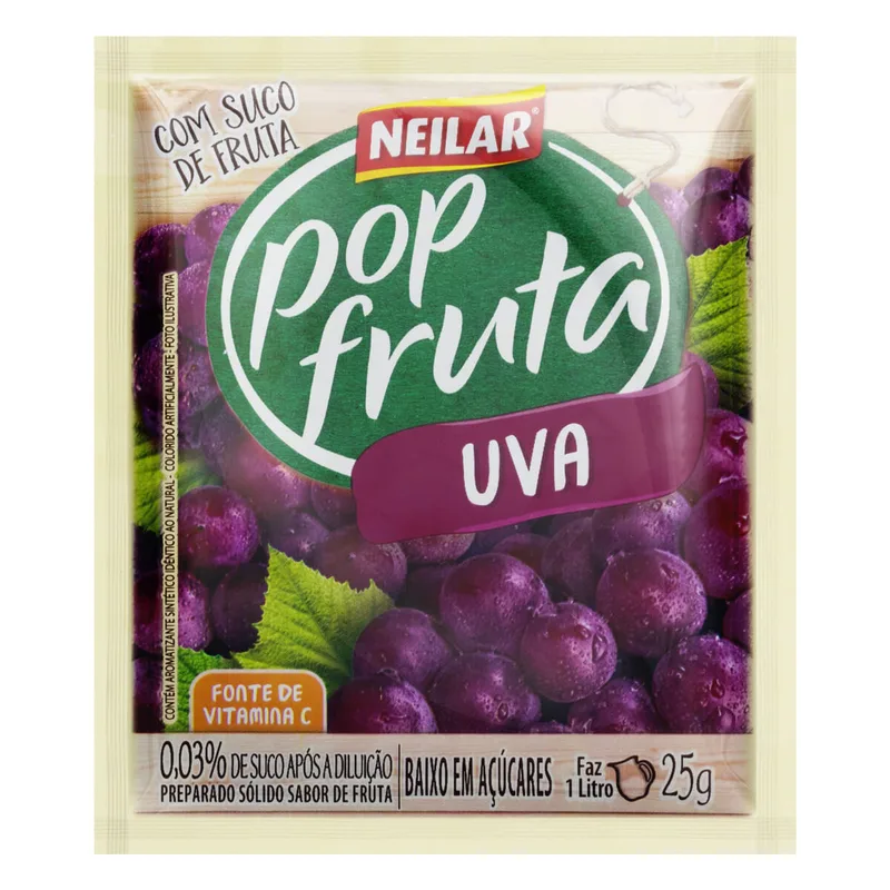 SUCO POP ZERO FRUTA UVA 25GR - DP C/15