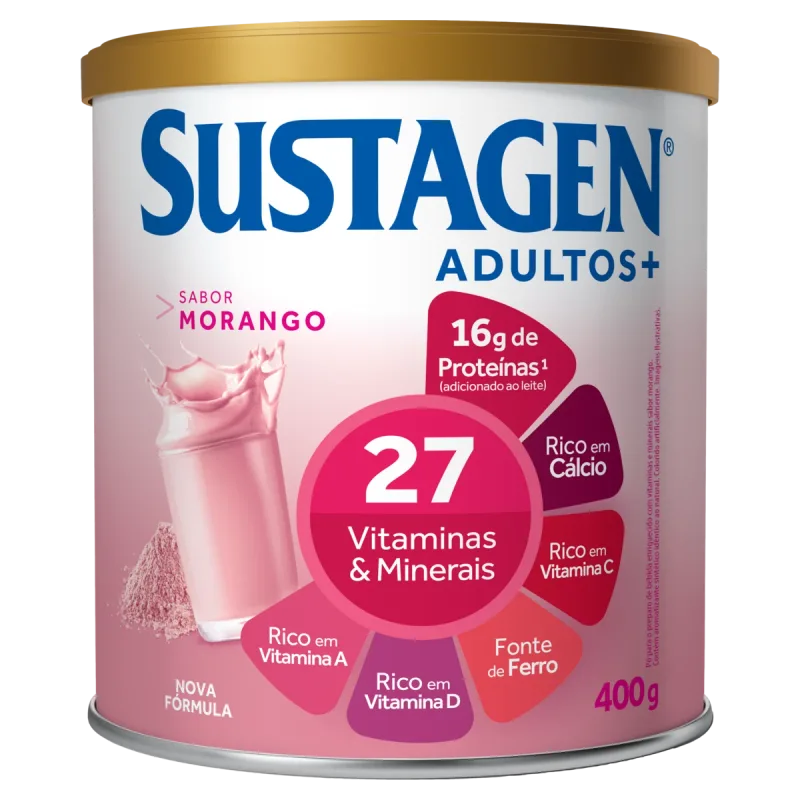 VITAMINE DE MORANGO 400G (PÓ DE PREPARO BEBIDA DE MORANGO)