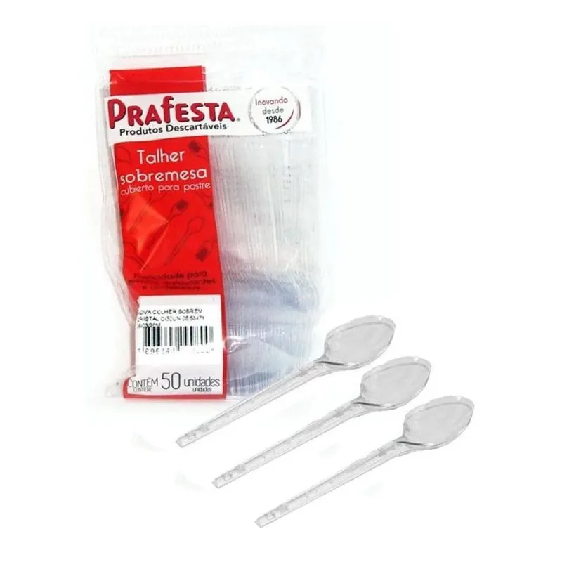 COLHER PLASTICA TRASPARENTE C/50 MARCA: PRA FESTA